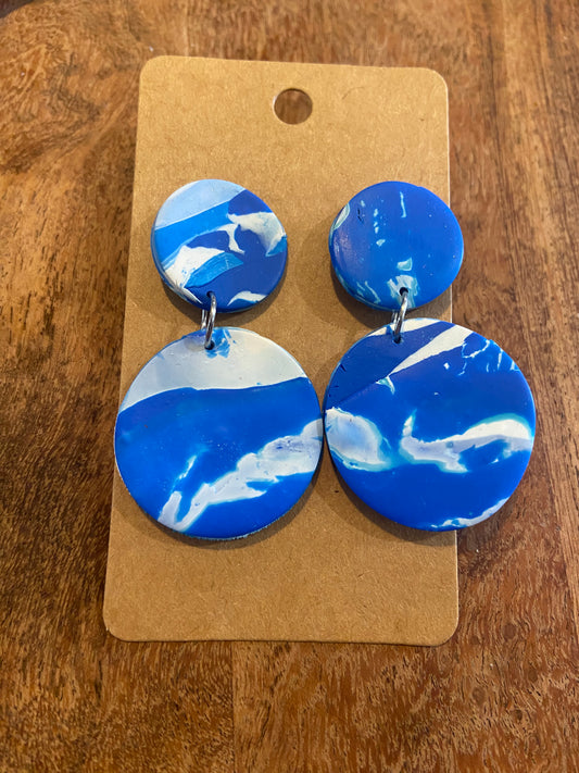 Blue marble clay earrings