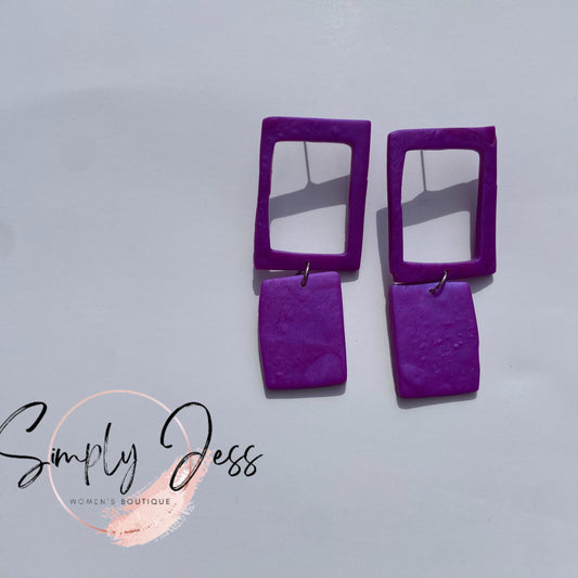 Purple Rectangle Earrings