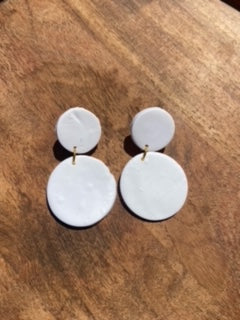 White Double Circle Earrings